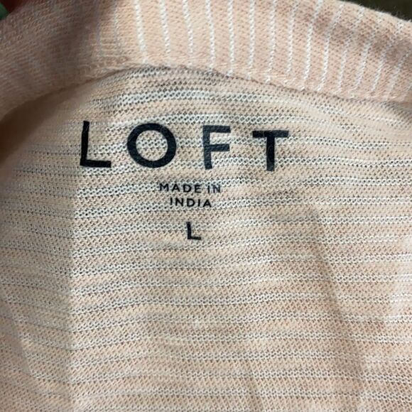 Loft Fine Striped Lightweight Button Down Tie Front Top - Picture 5 of 5